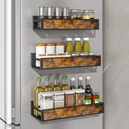Living And Home Industrial 3PCS Wall Mount Spice Rack Organizer