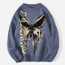 Hip Hop Knitwear Mens Womens Sweaters Harajuku Butterfly Male Loose Tops Casual Streetwear Pullover Sweaters