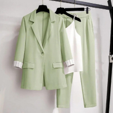 Women Blazer suit for Spring Autumn Lady Blazer Jacket +Long Pant Female Outerwear Ladies Coat Plus size M-4XL
