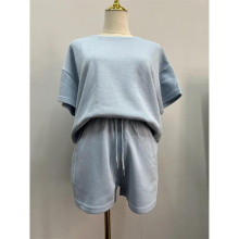 Women High Hoodies Tracksuits 2 Piece Set Summer Autumn Sweatshirt + Sporting Shorts Outfit Solid Pants Suit