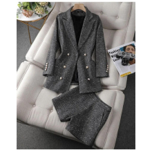 Fall Spring Women Sequins Blazer 2 Piece Set Female Casual Blazer Jacket + Shorts Set Ladies Suit Vintage Tailored Coat