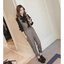 Autumn Office 3 Piece Sets Women Bow Shirt + Vest + Pants Suits Ol Style Workwear Female 3 Pcs Sets