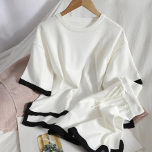Summer Tracksuits Women Two Pieces Set Leisure Outfits Knitted T-shirt High Waist Shorts 2 Piece Suit Clothing