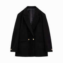 ZA winter products womens casual lapel pocket double-breasted suit jacket breasted high-waist shorts commuter suit
