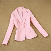 2 piece of womens spring and autumn England Slim OL temperament pink suit jacket + pants suit