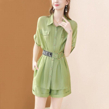 Summer Suit Womens Short-Sleeve Shirt Slim Shorts Temperament Two-Piece Suit Office Lady All-match Suit