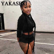 Y2K Sexy Short Sets Women Zip Up Cropped Jacket Cargo Pant Biker Shorts Two Piece Set Autumn Winter Tracksuit