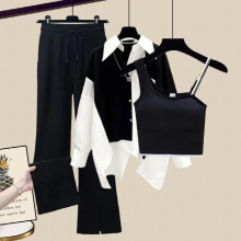 Spring and Autumn Womens Suit Shirt Vest Slim Casual Pants Three Piece Womens Pants Suit