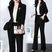Womens Spring and Autumn Professional Suit Jacket Pants Two Piece Set Casual Blazer Blouse Trousers Suit