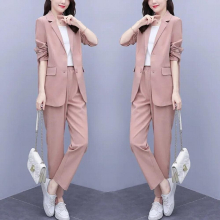 Large Size Suit Coat Suit Pants Coat Two-piece Overalls Fat Sister Temperament Casual Spring Female Age