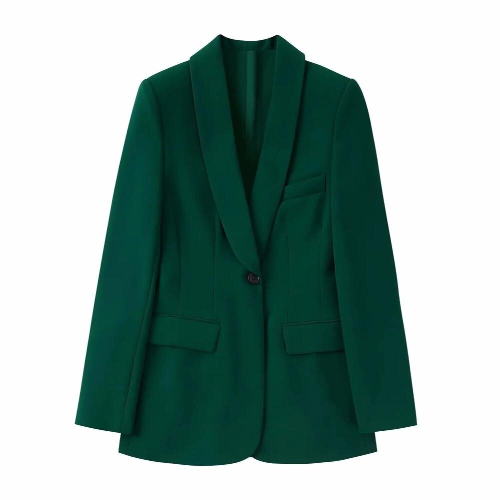 TRAF Women 2 Pieces Sets Pocket Blazer Office Single Button Jacket + Drape Long Pant Commute Causal Sets
