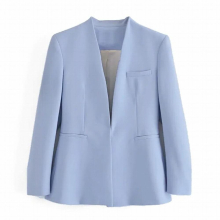 Women Za Blazer Office Suit Pantsuit Solid Suit Collar Long Sleeve + Trousers 2 Pcs Set Blazer