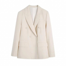 Spring Women Office Lady Solid Sets Strapless Cropped Tank Doubler Breasted Slim Blazer With Straight Pants