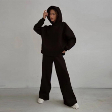 Casual Womens Tracksuit Hoodies Joggers Set Winter Pocket Sweatshirt Trouser Sets Female Loose Sportswear Lady Suit