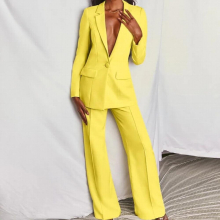Womens 2 Pieces Blazer Long Pants Office Lady Business Suit Set Work Sexy V Neck Casual Jackets with Pockets
