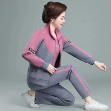 Middle-Aged Mom Casual Tracksuit Women Three Piece Set Oversized M-4Xl Spring Jacket + T-Shirt + Pant Suit Jogging Sweatsuit