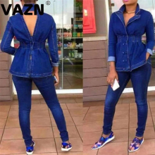 Autumn Backless V-neck Casual Tracksuit for Women Set full sleeve 2 Piece Sets Night Club Young Lady Sport Sets