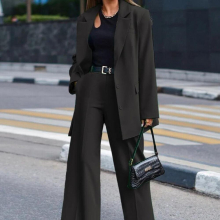 Autumn Winter Women Blazer and Guard Pants Sets Two Pieces OL Single Breasted Jacket Formal Suit Straight Trousers Spring