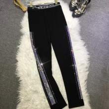 Drilling Diamond Line Stretch Loose Trouser Women Leggings with An Elasticated Waist Inner Casual Pants Autumn