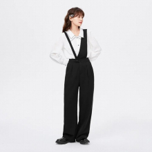Bib Pants Women Sense Wide-Leg Pants Spring Autumn Casual Pants Niche Sweet And Style