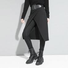Stretch Fabric Solid Japanese Style Long Pencil Pants Layer Covered Belt Girls Unique Casual Trousers YMPT009