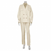 Cutaway Temperament Casual Solid Womens Long-sleeved Jacket High-waist Straight-leg Pants Womens Suit