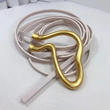 geometric shape gilt matte buckle waist rope lengthening knot cowhide belt string knot leather waist seal