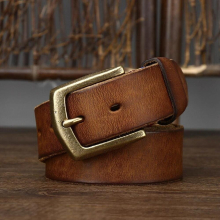for Men Jeans Casual Vintage Strap Thick Retro Men Belts Big Copper Pin Buckle Wild Top Full Grain Leather Belts