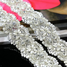 Womens 1 Yard Rhinestone Appliques Trim,Bridal Applique,Sash Applique Width: 2 Inches