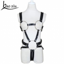 Fashoin Leather Harness Body Bondage Sexy metal ring chest Waist Cincher Belt Straps Garter Belt women