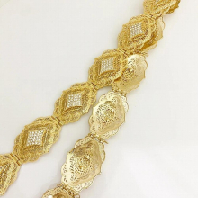 Caucasian Nationality Full Rhinestone Wedding Decoration Belt Hollow Carving Metal Waist Chain Adjustable Length