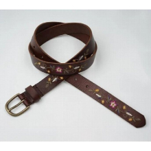 Embroidery Casual Retro Belt Women Leather Top Layer Cowhide Belt Women