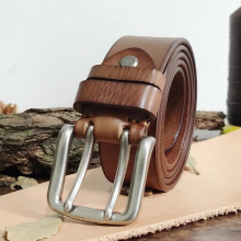 3.8CM Double Needle Buckle Belt Leather Belt Thick Retro Cowskin Leather Belt Men Mens Jeans Belt Military Belt