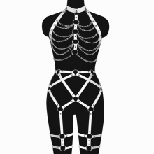Metal Chain Accessories Punk Leather Harness For Women Garters Sexy Waist Belt Body Thigh Bands Goth Suspender Stocking