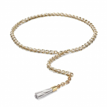 Women Metal Braided Waist Chain Tassels Casual High Long Belt for Female Dress Suit pants Gift