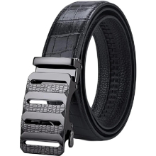 Mens Ratchet Belt,Genuine Leather Belt with Automatic Buckle Alloy,Gift for Men