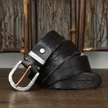 Thick Leather Belt Men Mens Belt Ceinture Mens Cowskin Leather Belt Wide 3.8cm Stainless Steel Belt Buckle