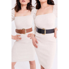 Womens Brown-Black Buckled Dual Belt Women S Belt Special Production Women S Belt