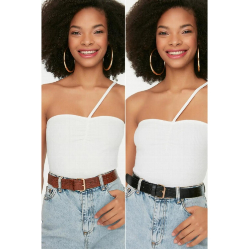 - Tan 2 Pack Buckle Womens Belt