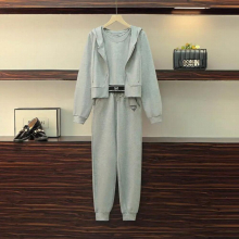 Womens Tracksuit Spring Fall Sportswear Casual Jacket Vest Pants Three-piece Female Waist Trousers Suit
