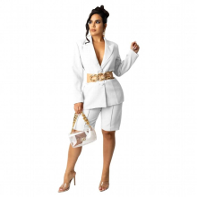 Latest Suit Commuting Two-Piece Autumn Llong Sleeve Coat Shorts Suit For Women AB1173