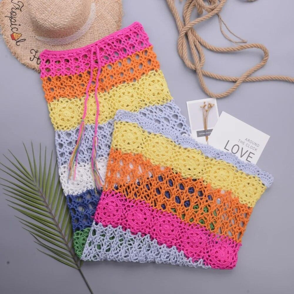 Women Lace Crochet Stitching Maxi Dress Beach Coverup Bohemian Summer Casual Dress Cover Ups Swimsuit Beachwear Vestido Playa-image-OPC-PCQPCKK-NEW