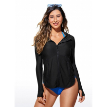Womens UPF?50+?Swimsuit?Cover?Ups Quick Dry?Long?Sleeve?Jacket?Lightweight?Workout?Full?Zip?Hoodie