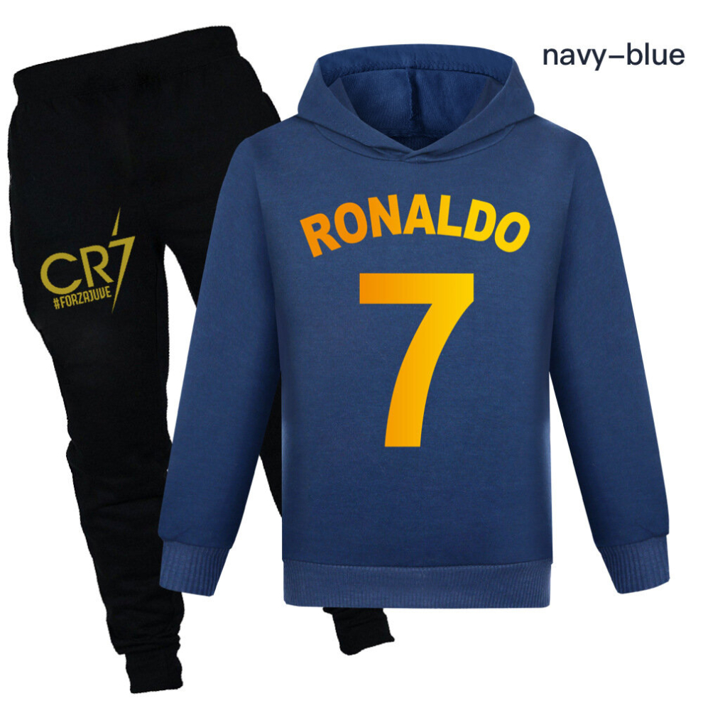(navy blue, Suitable for height 170cm) Boys and Girls Spring and Autumn Sweatshirt + Casual Pants Set, Sports Suit-image-OPC-PCQPF5M-NEW
