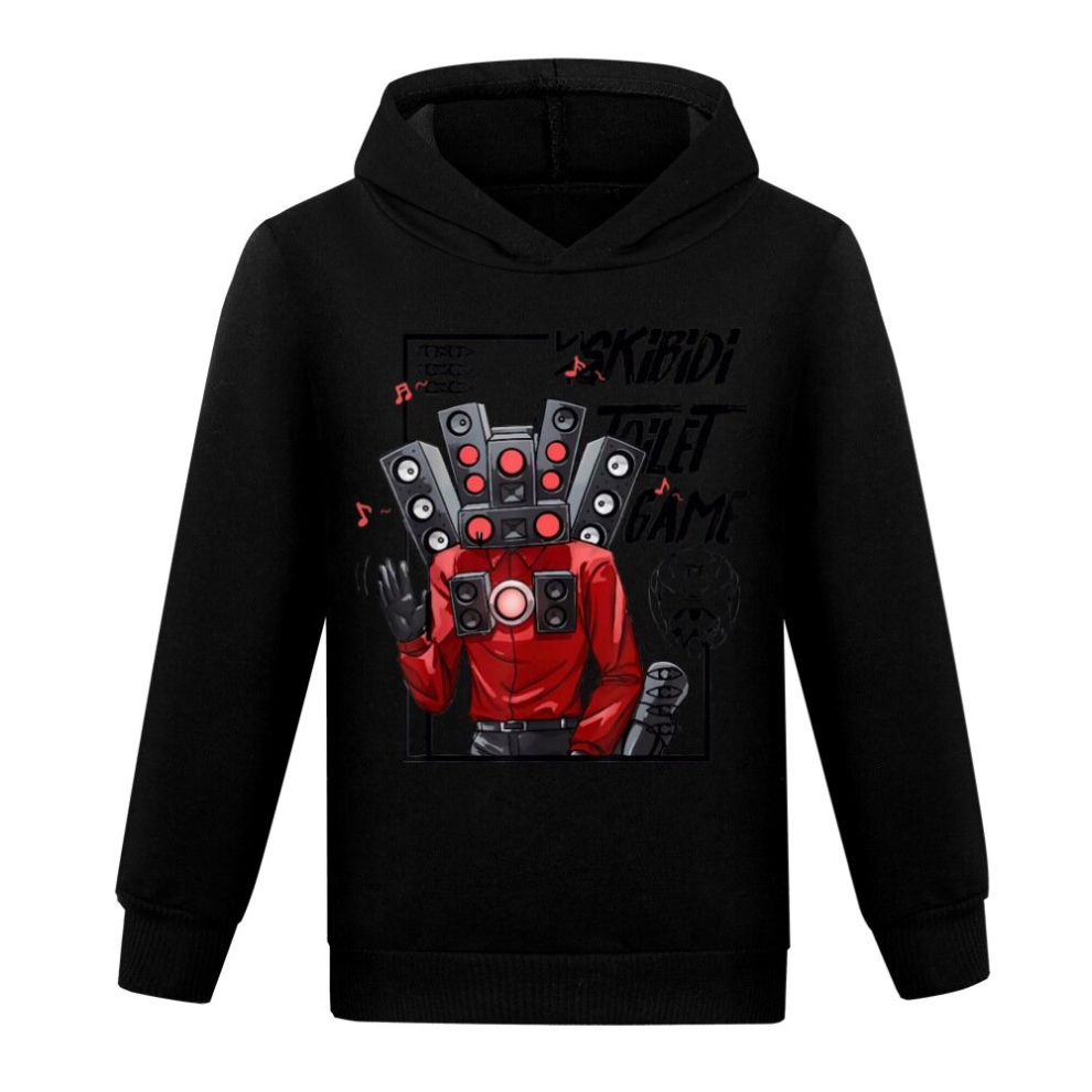 (black, Suitable for height 120cm) Skibidi Toilet Man Boys & Girls Hoodie Sweatshirt