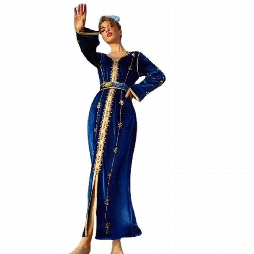 Moroccan Caftan Muslim Dress Women Winter Handwork Diamond Velvet Abaya Dubai Jalabiya Party Evening Wedding Dresses Djellaba-image-OPC-PCQPGKQ-NEW