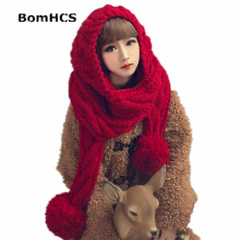 Winter Warm Big Knitting Beanie Neckerchief Knitted Hat with Scarf (without gloves)