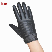 (touchscreen White-Velvet Lining XS 2) Womens Touch Screen Gloves Leather Gloves Button Sheepskin Warm In Winter Driving Mens