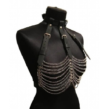 Sexy Women Punk PU Leather Chain Belts Body Bondage Party Stage Sculpting Harness Waist Belt Straps Tassel Chain Suspenders