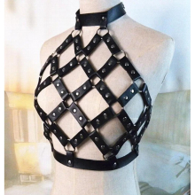 Sexy Women PU Leather Suspender Body Harness Belts Gothic Lingerie Adjustable Body Bondage Holographic Chest Belt
